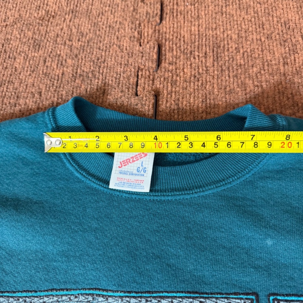 Vintage Jerzees Hawaii Volcanoes National Park Sweatshirt Teal Mens Large USA C+ - Picture 10 of 10